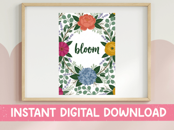 Download Bloom Floral Wreath Typography Print - Premium Resources