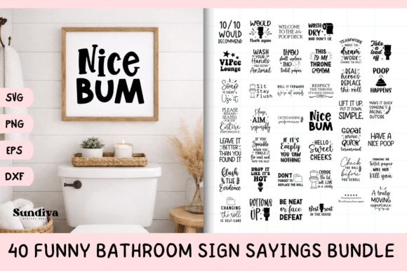 Download 40 Funny Bathroom Sign Saying SVG Bundle - Svg bundle Collection