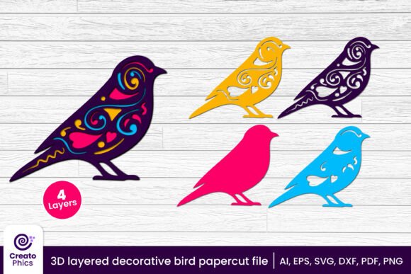 Download 3d Layered Decorative Bird Papercut SVG - Decor Collection