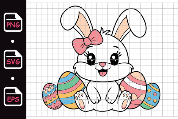 Download Cute Easter Bunny with Decorative Eggs - Decor Collection