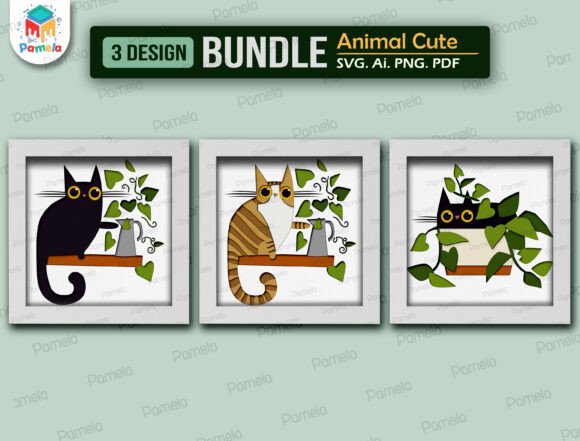 Download Cute Cat Shadow Box SVG Bundle - Svg bundle Collection
