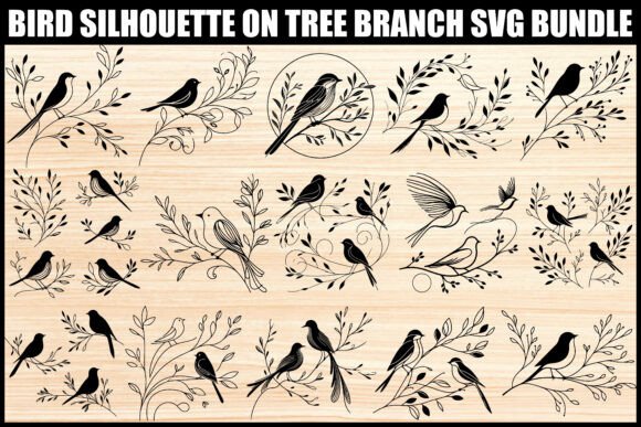 Download Bird Silhouettes on Branch SVG Bundle - Svg bundle Collection
