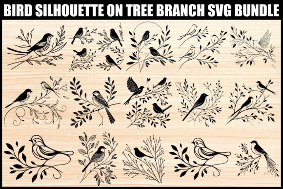 Download Bird Silhouettes on Branch SVG Bundle - Svg bundle Collection