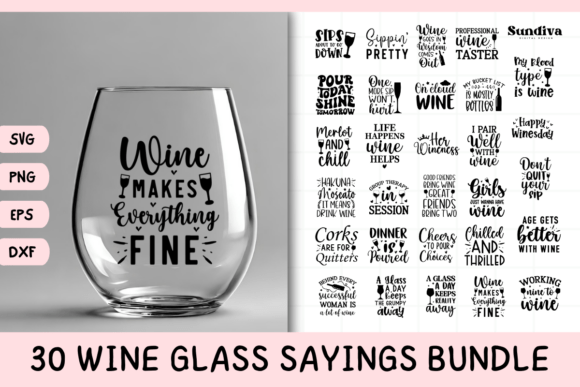 Download 30 Wine Glass Quotes SVG Bundle - Svg bundle Collection