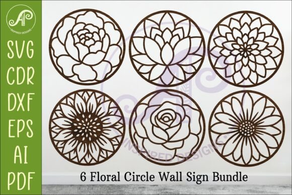 Download 6 Floral Circle Wall Sign SVG Bundle - Svg bundle Collection