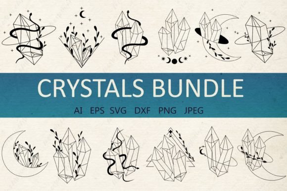 Download Crystals Moon Svg, Mystical Svg Bundle - Svg bundle Collection