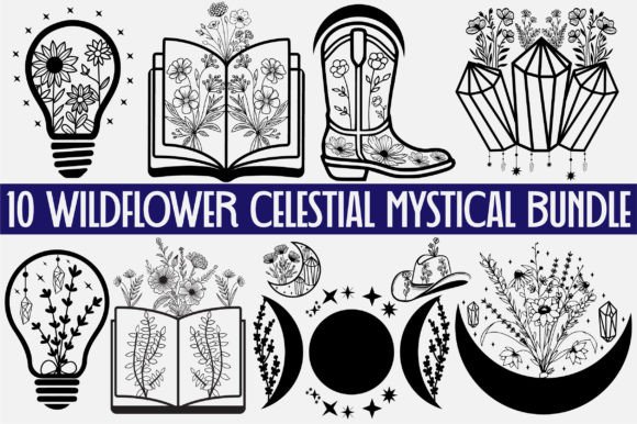 Download Wildflower Celestial Mystical SVG Bundle - Svg bundle Collection