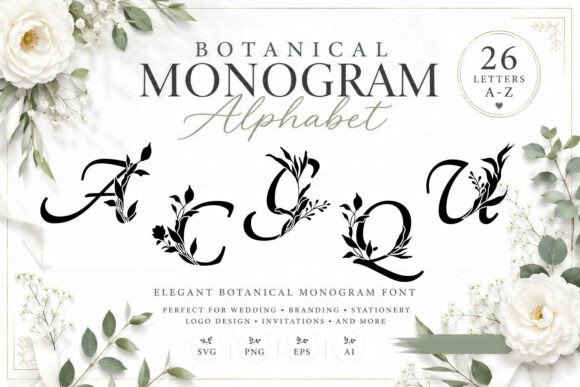 Download Elegant Botanical Monogram SVG Bundle - Svg bundle Collection