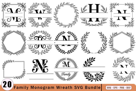 Download Family Monogram Wreath SVG Bundle - Svg bundle Collection