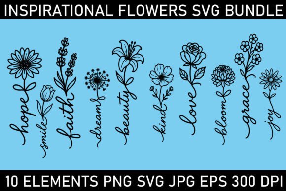 Download Inspirational Flower Words SVG Bundle - Svg bundle Collection